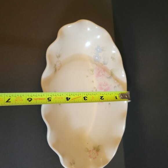 Pfaltzgraff Floral Scalloped Oval Serving Dish 11" x 7" Ceramic Vintage Tea Rose - Picture 8 of 9